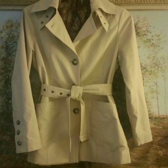 Talbots Jackets & Blazers - Trench Coat, Talbots, Lt. Ecru Tan, Sz M